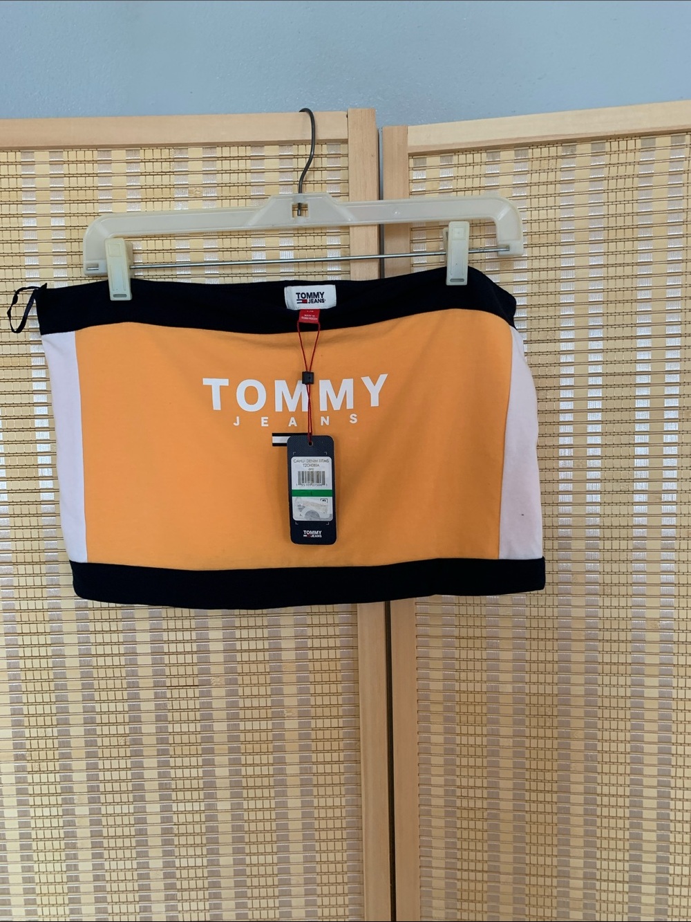 Tommy Hilfiger Orange and Navy Logo Cropped Top